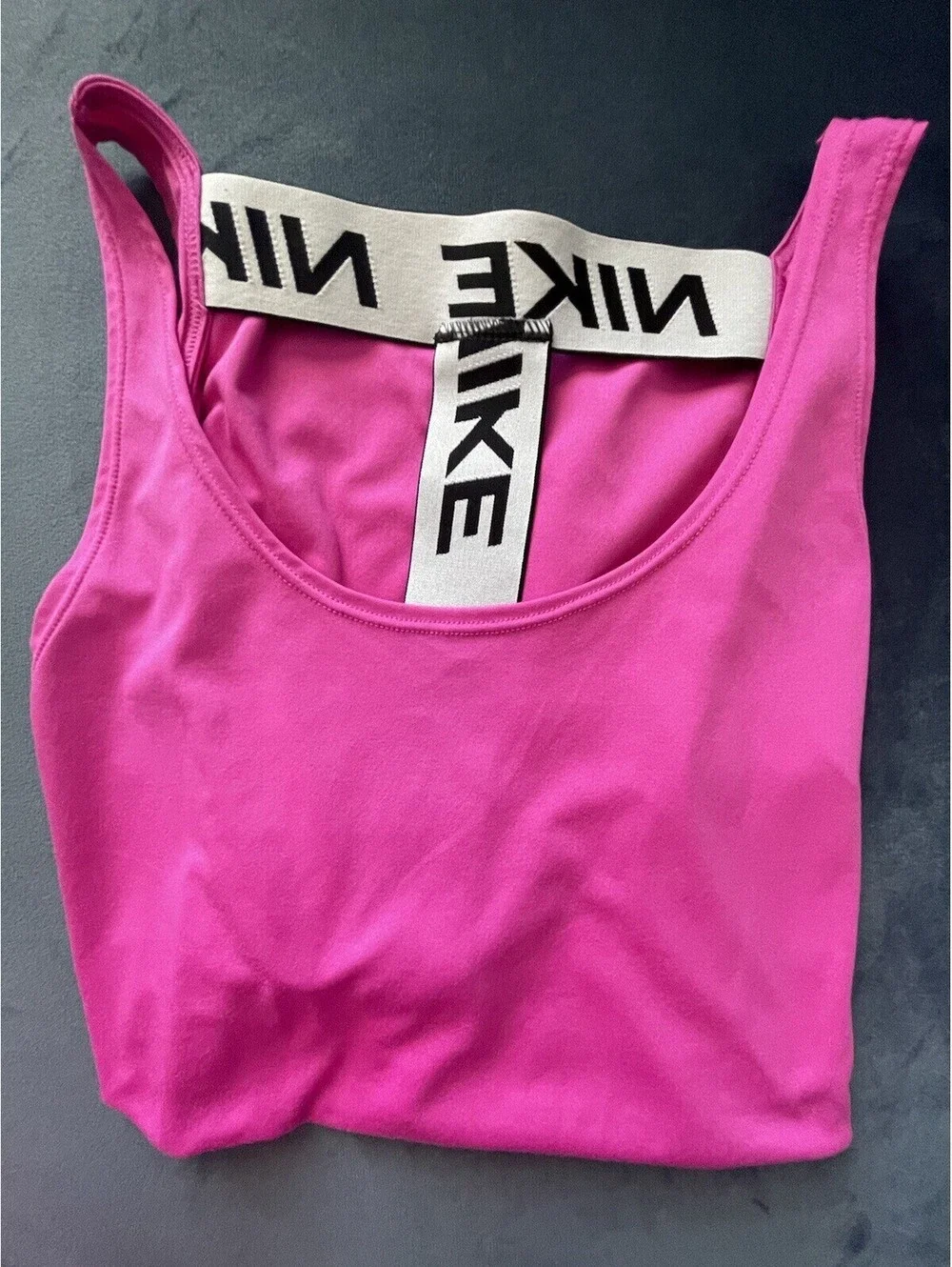 NIKE Tank Top Womens M Pink T Strap Racerback Logo Dri-Fit Athletic Running